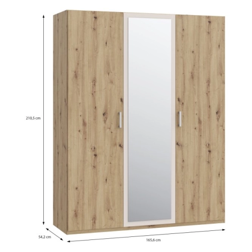 Szafa z lustrem 170 cm Dąb Artisan/Piaskowy